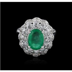 14KT White Gold 2.23ct Emerald and Diamond Ring