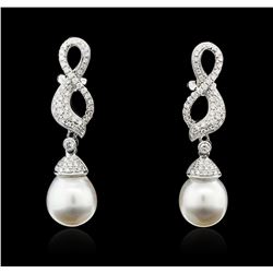 14KT White Gold Pearl and Diamond Earrings