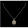 Image 1 : 14KT White Gold 3.50ct Sapphire and Diamond Pendant With Chain