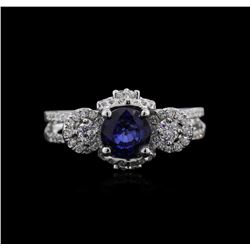 18KT White Gold 0.73ct Sapphire and Diamond Ring