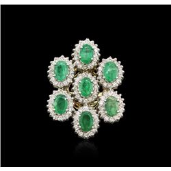 14KT Yellow Gold 4.90ctw Emerald and Diamond Ring