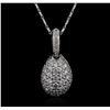 Image 2 : 14-18KT White Gold 1.49ctw Diamond Pendant With Chain
