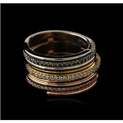 14KT Tri Color Gold 0.50ctw Diamond Stacked Ring