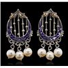 Image 1 : 14KT White Gold Pearl and Enamel Earrings