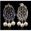Image 2 : 14KT White Gold Pearl and Enamel Earrings