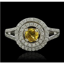 14KT White Gold 0.44ct Citrine and Diamond Ring