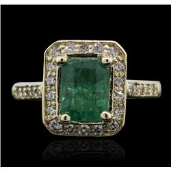 14KT Yellow Gold 2.07ct Emerald and Diamond Ring