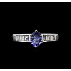 0.80ct Tanzanite and Diamond Ring - 14KT White Gold