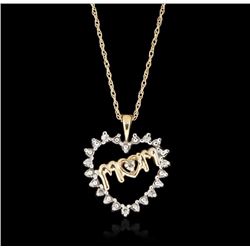 10KT Yellow Gold 0.04ctw Diamond MOM Heart Pendant