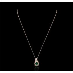 14KT Rose Gold 1.83ct Emerald and Diamond Pendant With Chain