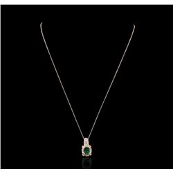 14KT Rose Gold 1.83ct Emerald and Diamond Pendant With Chain