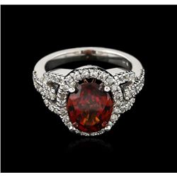 14KT White Gold 4.15ct Almandite and Diamond Ring