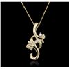 Image 1 : 14KT Yellow Gold 0.10ctw Diamond Pendant With Chain