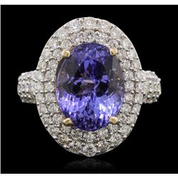 14KT Two-Tone Gold 5.40ct Tanzanite and Diamond Ring