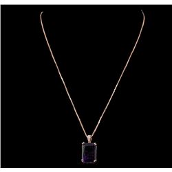 14KT Rose Gold 14.49ct Amethyst and Diamond Pendant With Chain