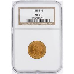 1885-S NGC MS64 $5 Liberty Head Half Eagle Coin