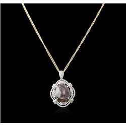 SILVER 86.14ct Star Ruby and White Sapphire Pendant With Chain