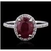 Image 1 : 14KT White Gold 2.00ct Ruby and Diamond Ring