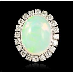 14KT White Gold 15.88ct Opal and Diamond Ring