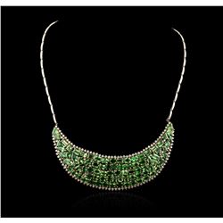 14KT Yellow Gold GIA Certified 82.00ctw Tsavorite Garnet and Diamond Necklace