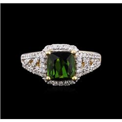 14KT Yellow Gold 1.60ct Green Tourmaline and Diamond Ring