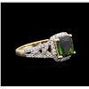Image 2 : 14KT Yellow Gold 1.60ct Green Tourmaline and Diamond Ring