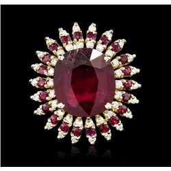 14KT Yellow Gold 14.11ctw Ruby and Diamond Ring