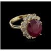 Image 2 : 14KT Yellow Gold 6.83ct Ruby and Diamond Ring