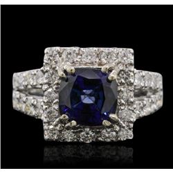 14KT White Gold 3.08ct Sapphire and Diamond Ring