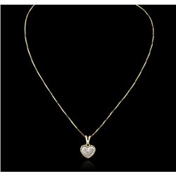 14KT Yellow Gold 0.10ctw Diamond Heart Pendant With Chain