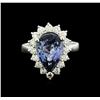Image 1 : 14KT White Gold 4.50ct Tanzanite and Diamond Ring