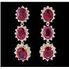 Image 1 : 14KT Yellow Gold 13.98ctw Ruby and Diamond Earrings