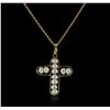 Image 1 : 18KT Yellow Gold Pearl Cross Pendant With Chain