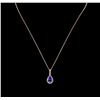 Image 1 : 2.25ct Tanzanite and Diamond Pendant With Chain - 14KT Rose Gold