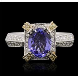 18KT Two-Tone Gold 1.69ct Tanzanite and Diamond Ring