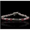 Image 1 : 14KT White Gold 3.82ctw Ruby and Diamond Bracelet