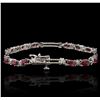 Image 2 : 14KT White Gold 3.82ctw Ruby and Diamond Bracelet