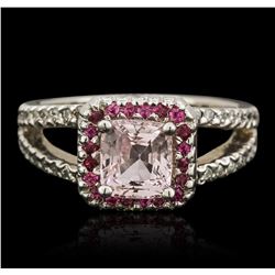 14KT White Gold 1.84ct Pink Sapphire, Ruby and Diamond Ring