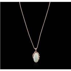 14KT Rose Gold 19.53ct Opal and Diamond Pendant With Chain