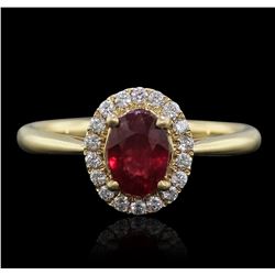 14KT Yellow Gold 0.88ct Ruby and Diamond Ring