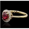 Image 2 : 14KT Yellow Gold 0.88ct Ruby and Diamond Ring