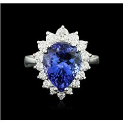 14KT White Gold 5.43ct Tanzanite and Diamond Ring