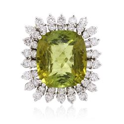 14KT White Gold 15.42ct Tourmaline and Diamond Ring