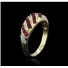 Image 3 : 14KT Yellow Gold 0.50ctw Ruby and Diamond Ring