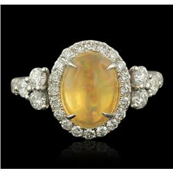 14KT White Gold 2.59ct Opal and Diamond Ring