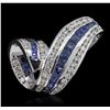 Image 1 : 14KT White Gold 2.52ctw Sapphire and Diamond Pendant