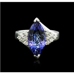 14KT White Gold 3.70ct Tanzanite and Diamond Ring