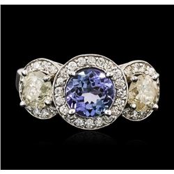 14KT White Gold 1.36ct Tanzanite and Diamond Ring