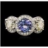 Image 1 : 14KT White Gold 1.36ct Tanzanite and Diamond Ring