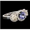Image 2 : 14KT White Gold 1.36ct Tanzanite and Diamond Ring